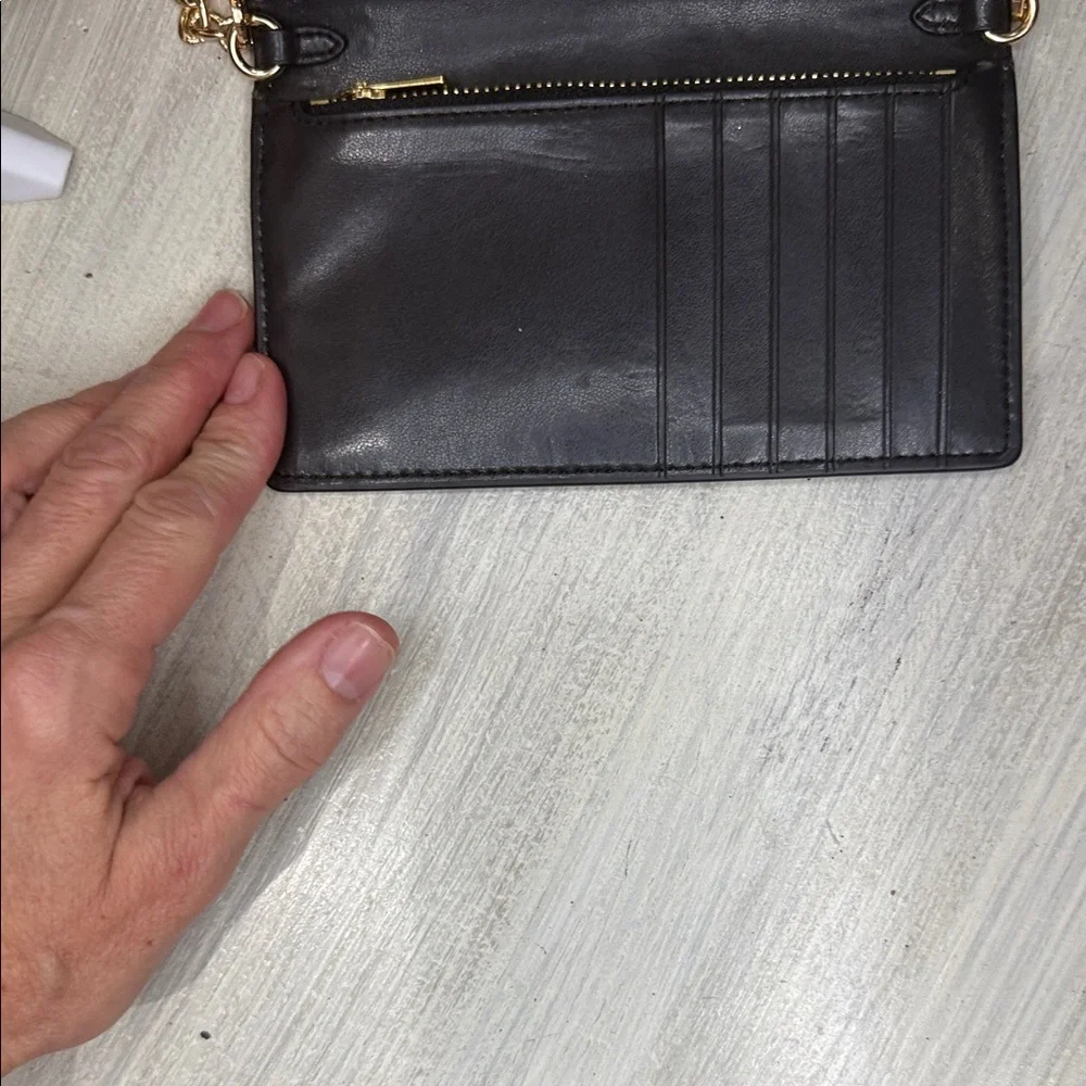 Coach Black Leather Wallet on Chain